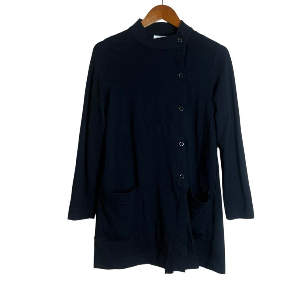 Pure Jill Pima cotton blend black‎ snap button cardigan